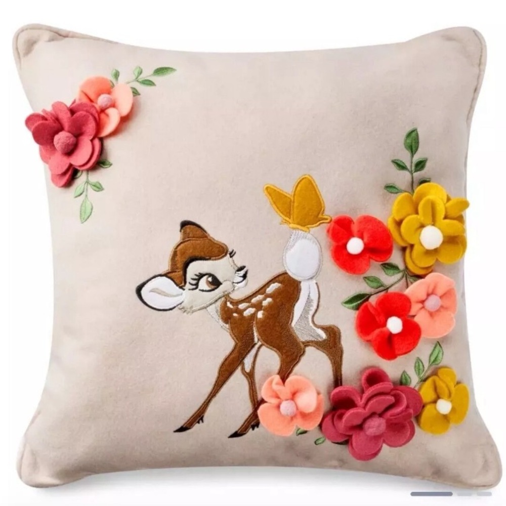 Disney Parks Bambi Embroidered Throw Decorative Pillow Brand New